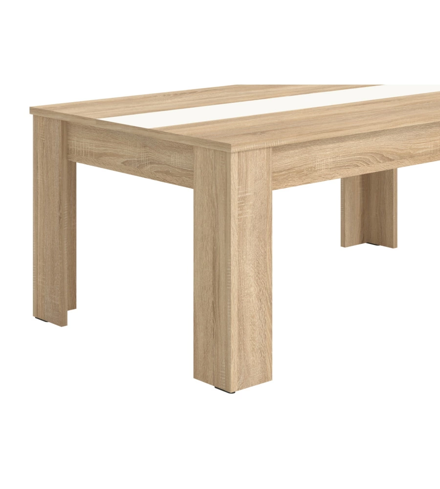 TAVOLINO DA SOGGIORNO QUERCIA CON INSERTO BIANCO E GRIGIO, 112X65,5X46,5 CM